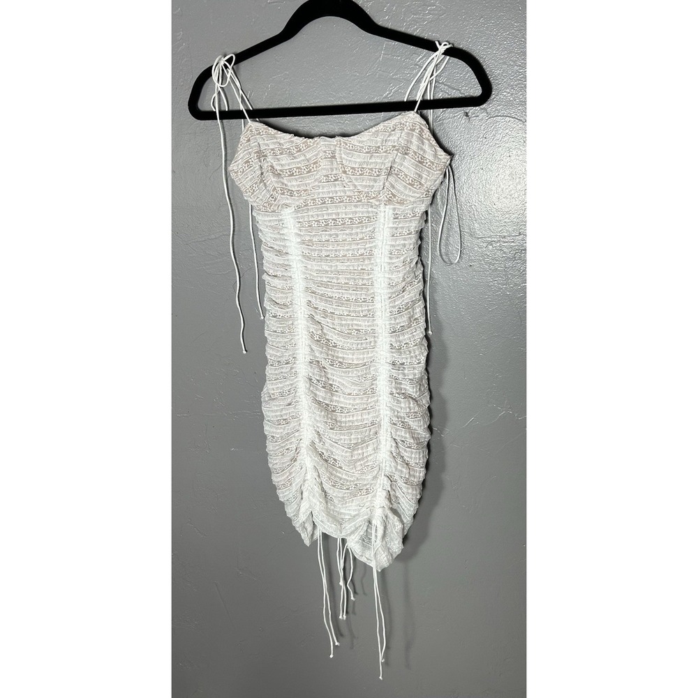 For Love &‎ Lemons Fondant Ruched Lace Bustier Mini Dress White Size Small